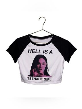 Jennifer’s Body Movie Graphic Crop-Top Tee Black & White Small/Medium